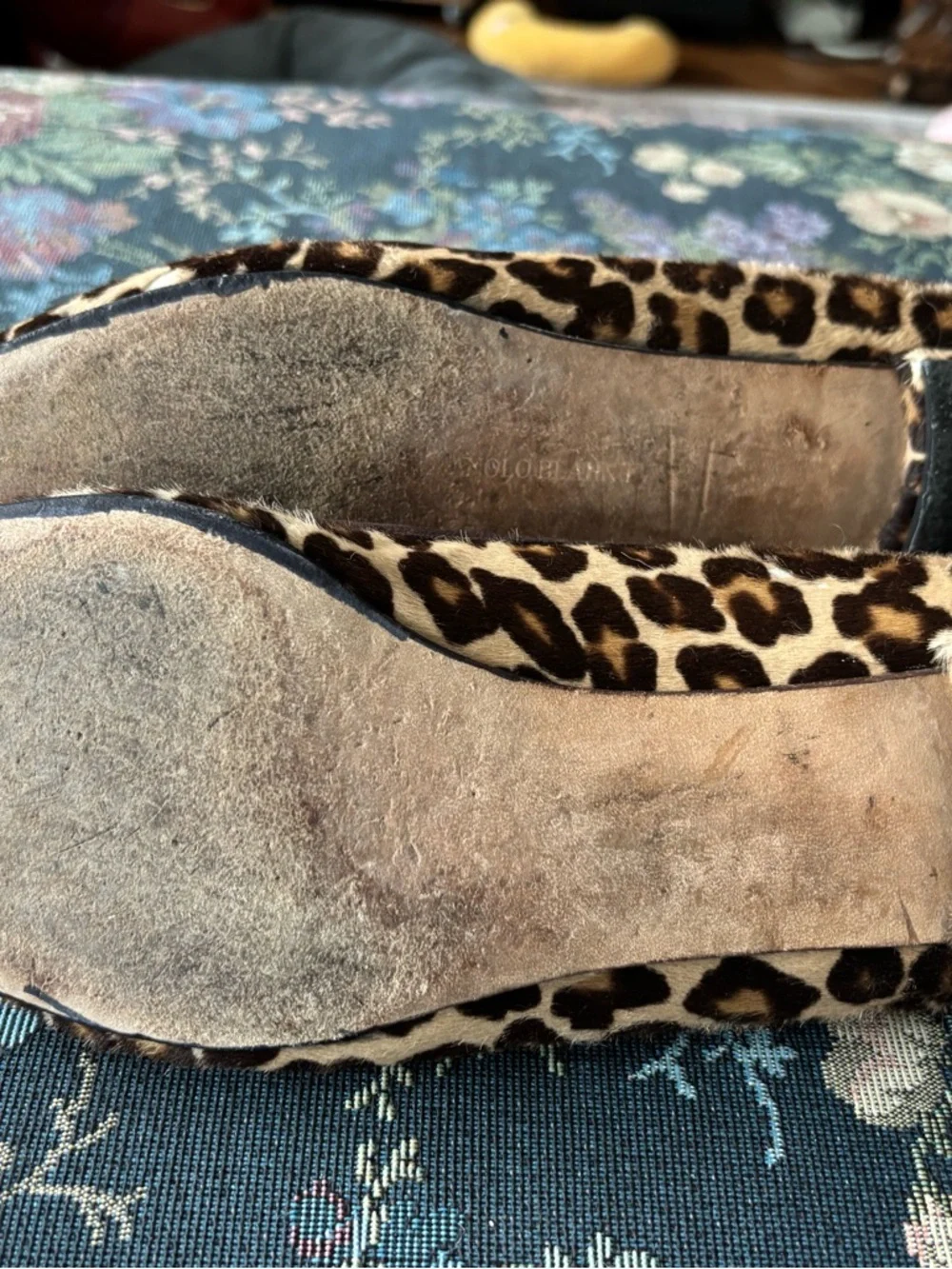 Manolo Blahnik Leopard-Print Pointed-Toe Flats in Brown and Cream - Picture 5 of 5